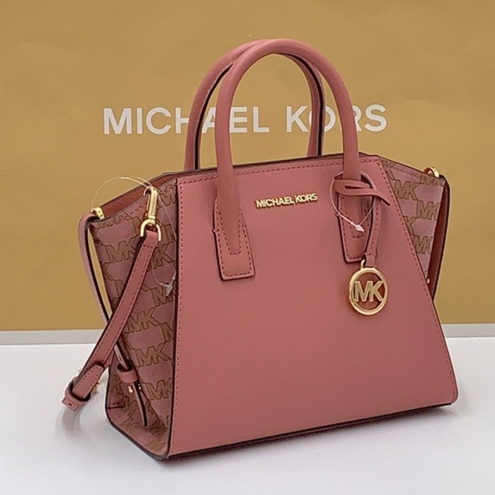MICHAEL KORS AVRIL SMALL TOP ZIP SATCHEL CROSSBODY BAG ROSE COLOR - Picture 1 of 15